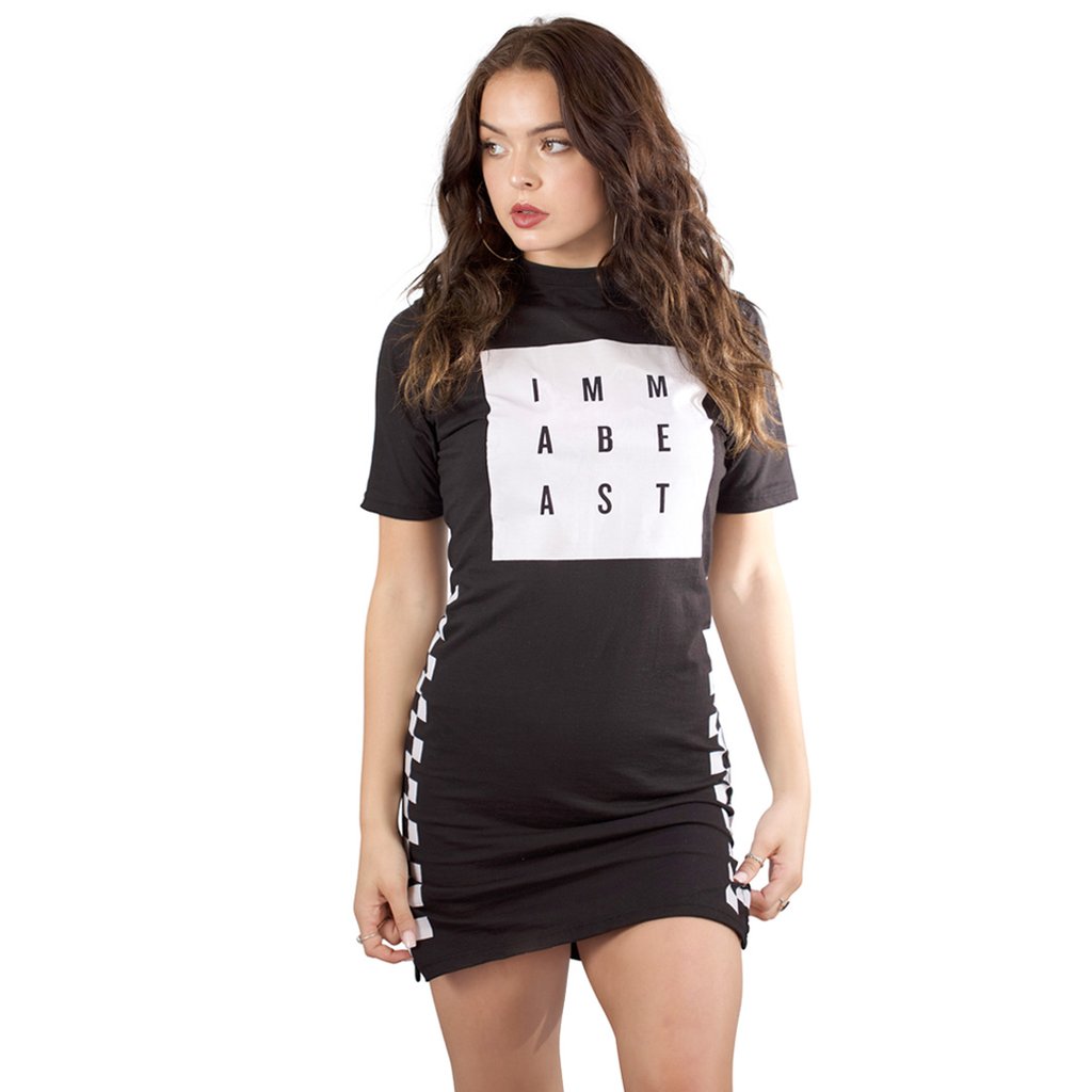 IMMABEAST Checkered T-Shirt Dress