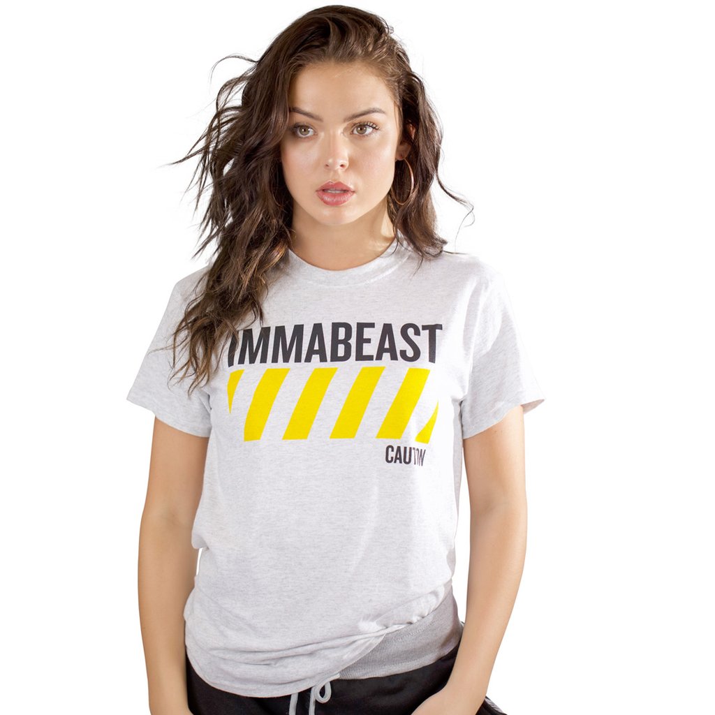Ash-Grey IMMABEAST Caution Tee